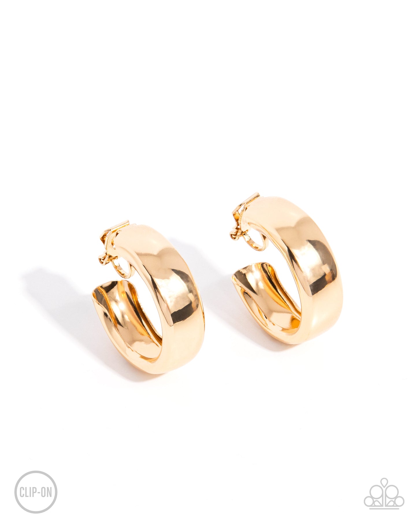 Round Reputation - Gold clip-on hoop earring E016
