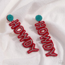 Load image into Gallery viewer, Howdy Headline - Red post earring E033
