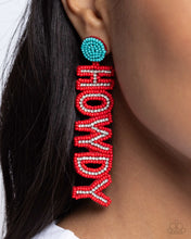 Load image into Gallery viewer, Howdy Headline - Red post earring E033
