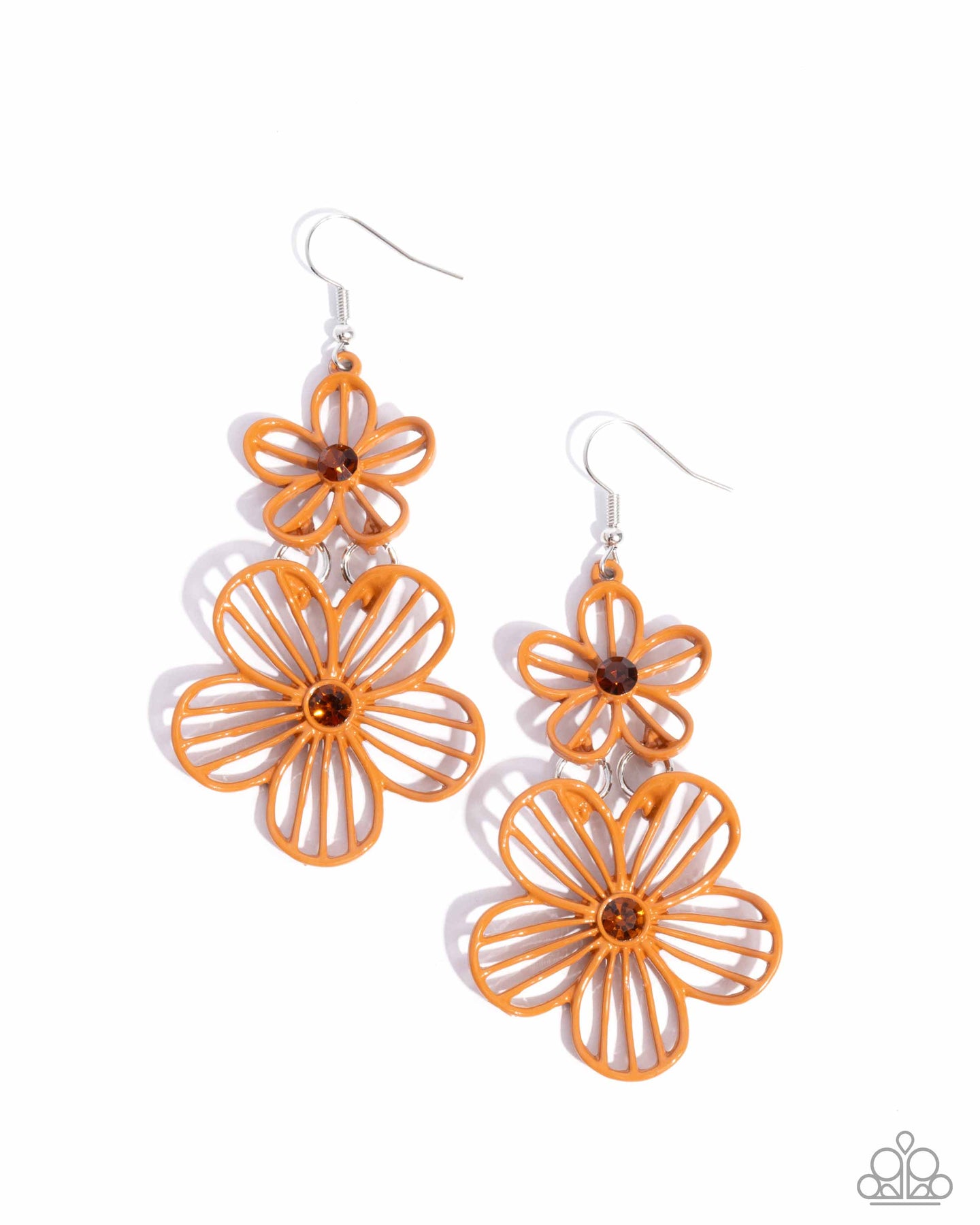 Textured Tiers - Orange earring D013