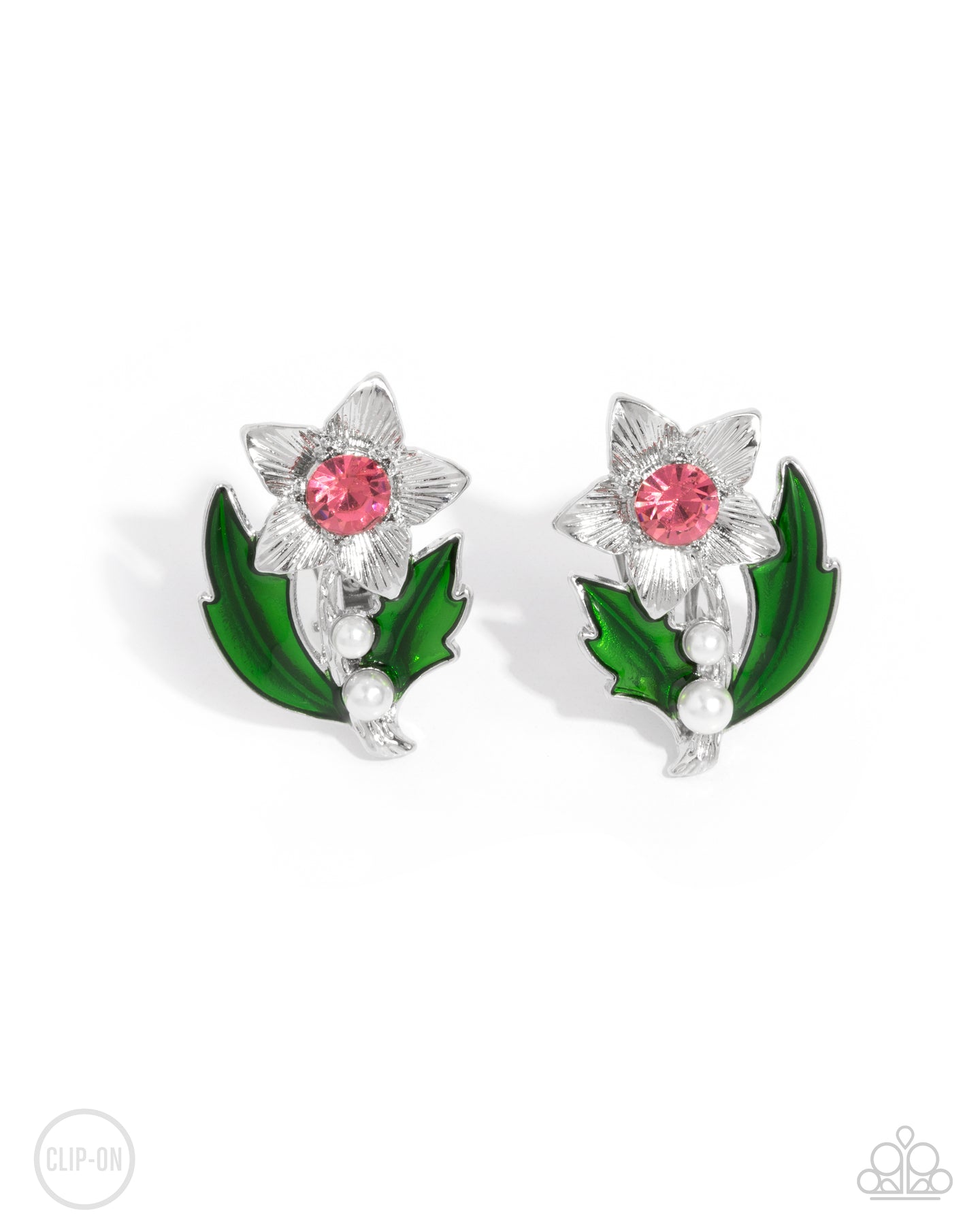 Gardening Guest - Pink clip-on earring E022