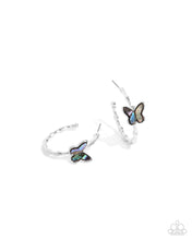 Load image into Gallery viewer, Butterfly Beginning - Blue hoop earring E070
