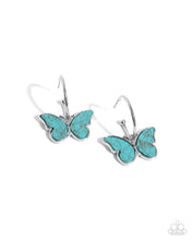 Load image into Gallery viewer, Melodic Mariposa - Blue hoop earring E041
