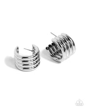 Load image into Gallery viewer, Continuous Construction - Silver hoop earring 1558
