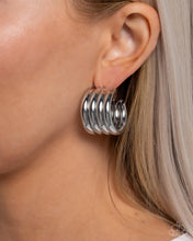 Load image into Gallery viewer, Continuous Construction - Silver hoop earring 1558
