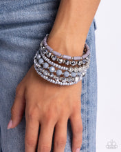 Load image into Gallery viewer, Stacked Surprise - Silver coil bracelet A034
