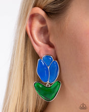 Load image into Gallery viewer, Tulip Triumph - Blue post earring B051
