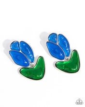 Load image into Gallery viewer, Tulip Triumph - Blue post earring B051
