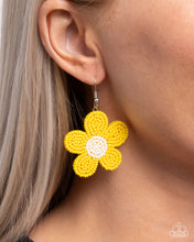 Load image into Gallery viewer, Seed Bead Vibrancy - Yellow earring G049
