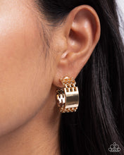 Load image into Gallery viewer, Interlocked Immunity - Gold hinge hoop earring B114
