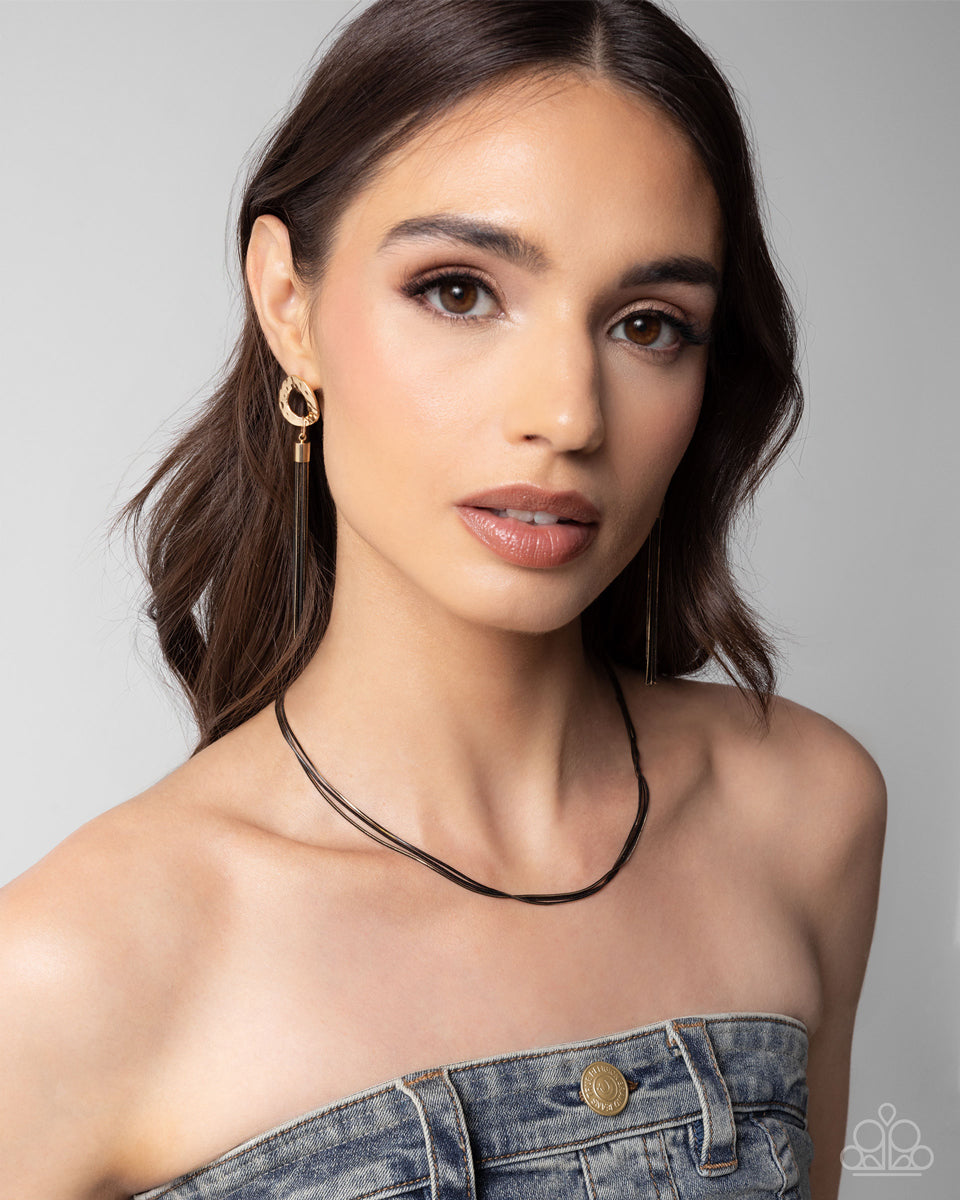 $16 SET: Coded Champion - Black + matching earring E034