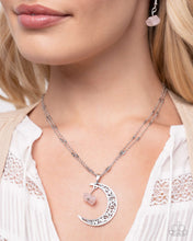 Load image into Gallery viewer, $16 Set: Crescent Charm - pink necklace plus matching ring C020
