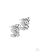 Load image into Gallery viewer, Sea Horse Statement - Silver hinge hoop earring F072
