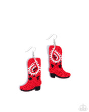 Load image into Gallery viewer, Western Webbing - Red earring B025

