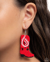 Load image into Gallery viewer, Western Webbing - Red earring B025
