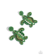 Load image into Gallery viewer, Turtle Tapestry - Green post earring May 2025 LOP G037
