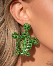 Load image into Gallery viewer, Turtle Tapestry - Green post earring May 2025 LOP G037
