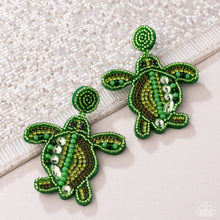 Load image into Gallery viewer, Turtle Tapestry - Green post earring May 2025 LOP G037

