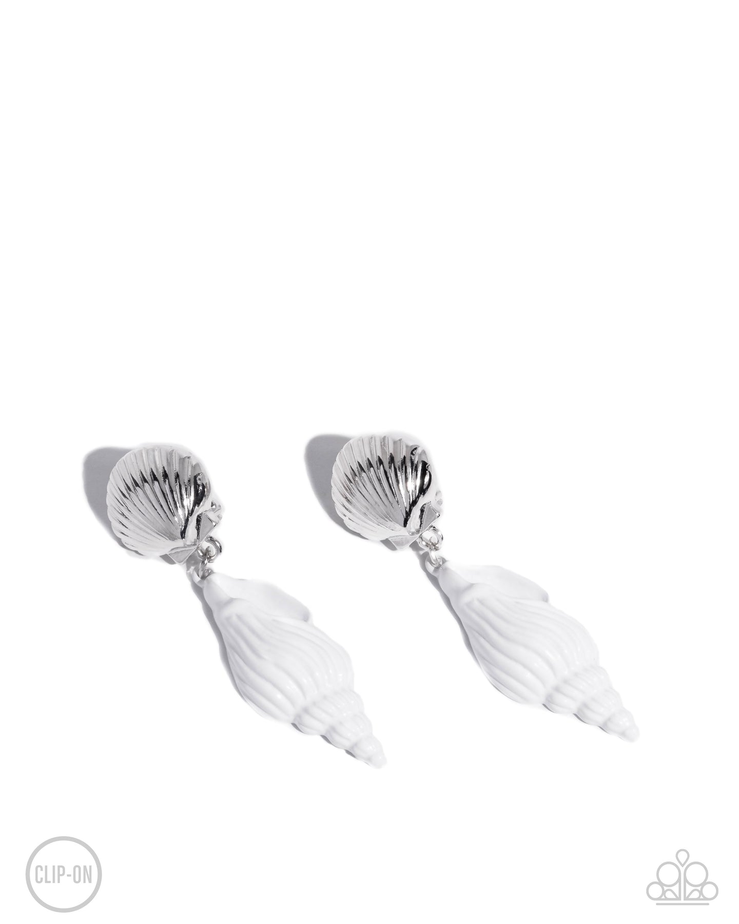 Coastal Collage - White clip-on earring E016