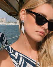Load image into Gallery viewer, Coastal Collage - White clip-on earring E016
