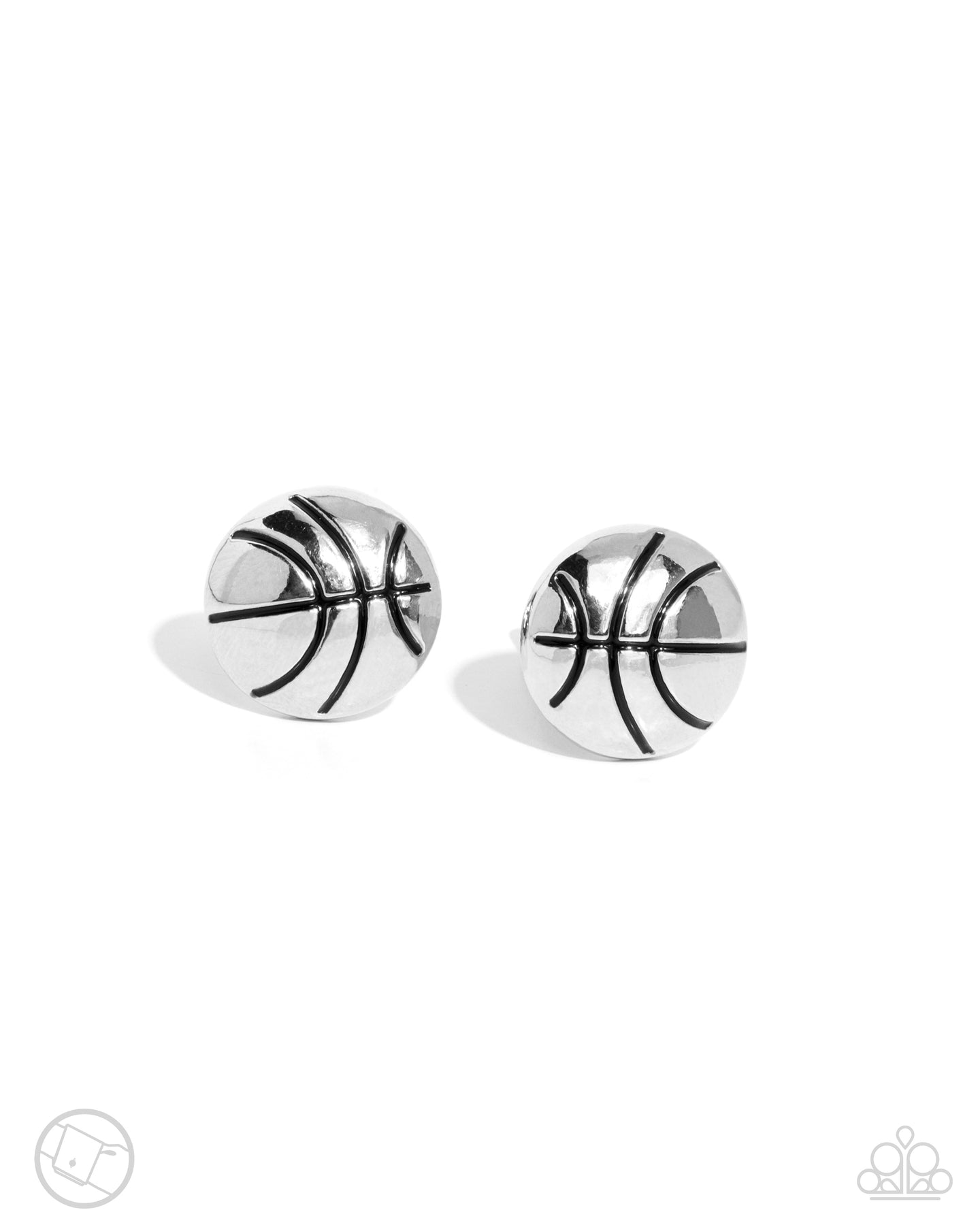 Basketball Backdrop - Silver men's cuff links D031