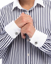 Load image into Gallery viewer, Basketball Backdrop - Silver men&#39;s cuff links D031
