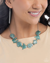 Load image into Gallery viewer, $16 SET: Coastal Shelf - Blue necklace + bracelet D033
