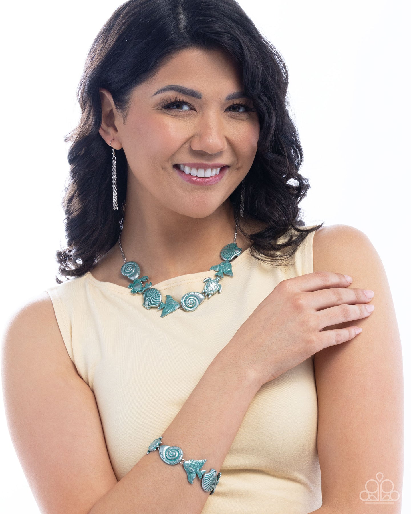 $16 SET: Coastal Shelf - Blue necklace + bracelet D033