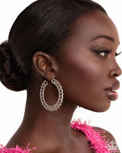 Load image into Gallery viewer, Interlocked Icing - White Hoop earring AUG 2025 LOP E095
