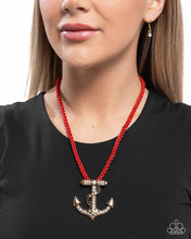Load image into Gallery viewer, Anchored Allure - Red necklace C003

