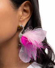 Load image into Gallery viewer, Feathered Flamingo - Pink post earring A023
