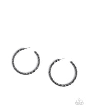 Load image into Gallery viewer, Coiled Class - Black hoop earring D053
