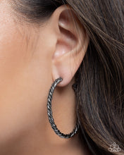 Load image into Gallery viewer, Coiled Class - Black hoop earring D053
