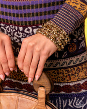 Load image into Gallery viewer, Monochromatic Mosaic - Gold coil bracelet A007
