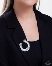 Load image into Gallery viewer, Horseshoe Horizon - Blue Brooch A069
