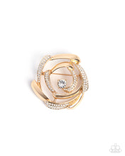 Load image into Gallery viewer, Singing Spirals - Gold Brooch B112
