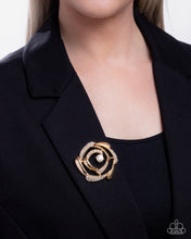 Load image into Gallery viewer, Singing Spirals - Gold Brooch B112
