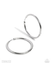 Load image into Gallery viewer, Surmounting Sheen - Silver hoop earring OCT 2025 LOP C003
