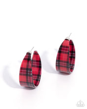 Load image into Gallery viewer, Fabulous Flannel - Red hoop earring F031
