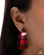 Load image into Gallery viewer, Fabulous Flannel - Red hoop earring F031
