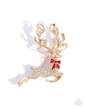 Load image into Gallery viewer, Reindeer Games - Gold Brooch F050
