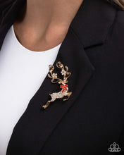 Load image into Gallery viewer, Reindeer Games - Gold Brooch F050
