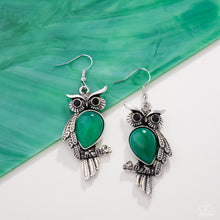 Load image into Gallery viewer, Owl Observation - Green earring 11/20 preorder
