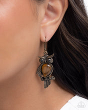 Load image into Gallery viewer, Owl Observation - Brass earring earring 11/11 preorder
