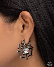 Load image into Gallery viewer, Spiderweb Showcase - Black hoop earring G021
