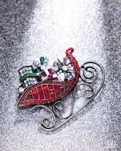 Load image into Gallery viewer, Sledding Shimmer - Red Brooch C020
