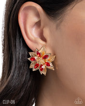 Load image into Gallery viewer, Perceptive Poinsettia - Red clip-on earring 11/17 preorder

