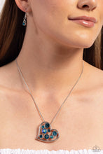 Load image into Gallery viewer, Romantic Recognition Heart Necklace/Cosmic Celebration - Blue clip-on earring A039
