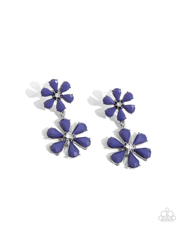 A Blast of Blossoms - blue earring C002
