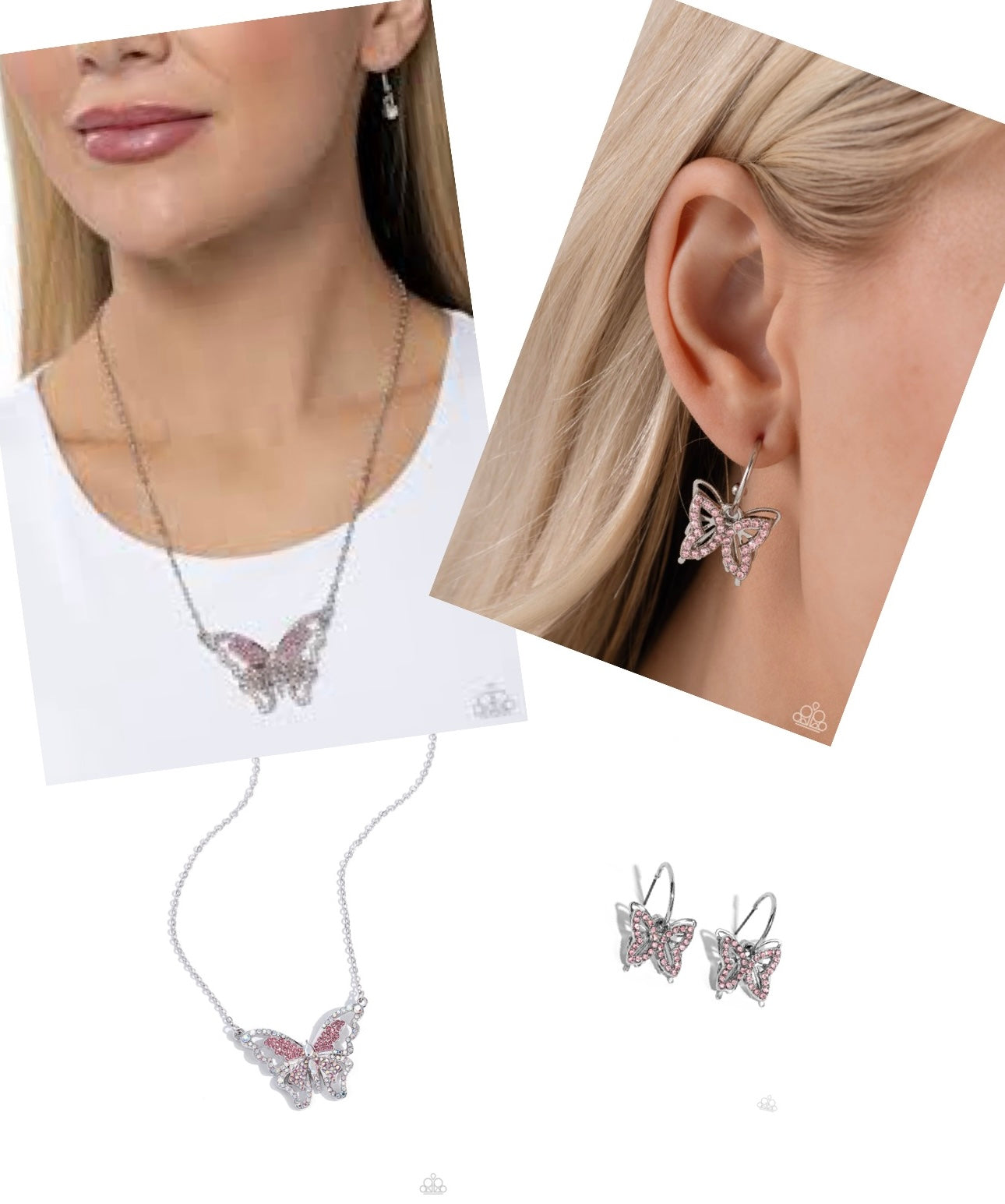 $10 Butterfly SET: Weekend Wings Pink plus Lyrical Layers post earring A081